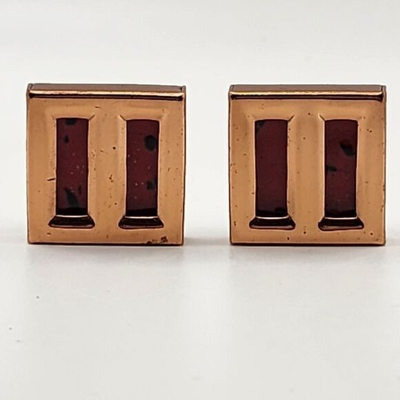 Vintage MCM Signed Matisse Red Enamel Modernist Clip On Earrings. - Picture 1 of 4